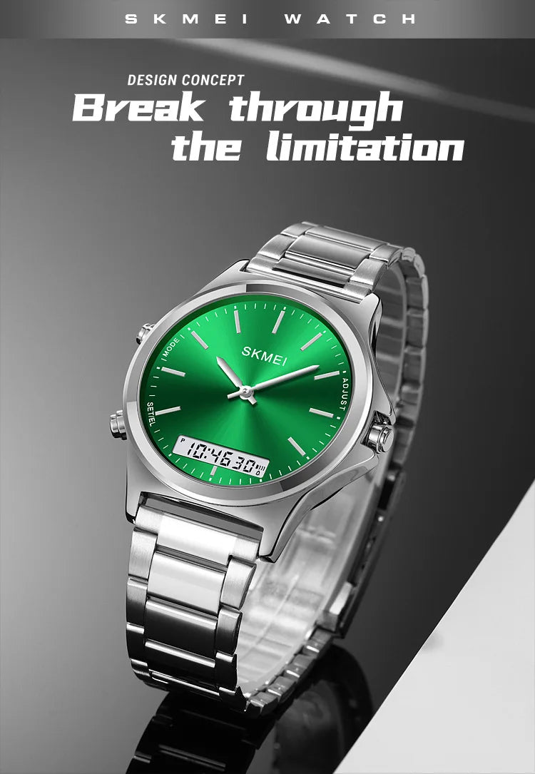 SKMEI Full Steel 3 Time Back Light Display Digital Chrono Sport Watches Mens Waterproof Alarm Wristwatches Clock reloj hombre