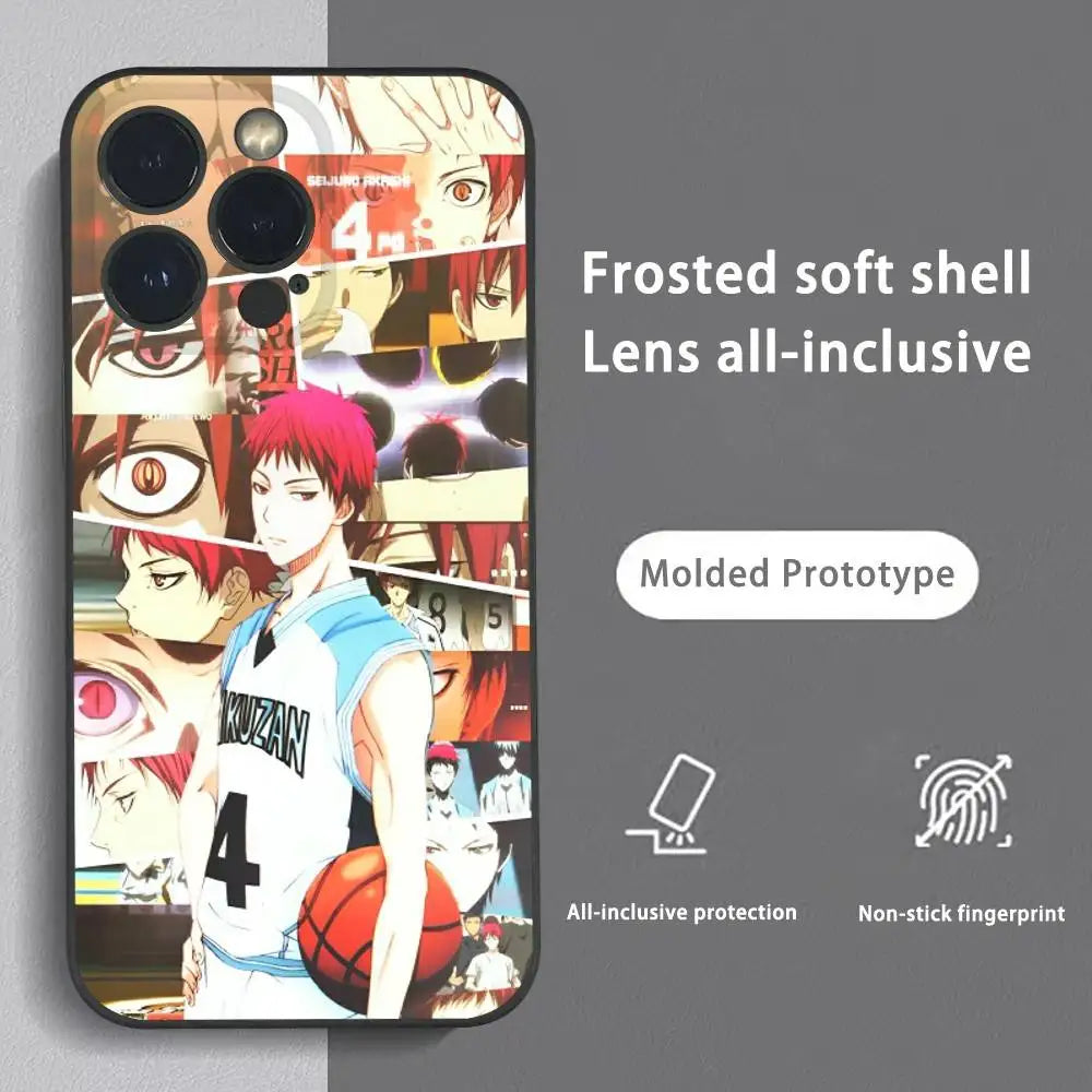 Anime K-Kuroko no Basuke Phone Case For iPhone 16 15 14 13 Pro Max Plus Mini Frosted Soft Shell Funda