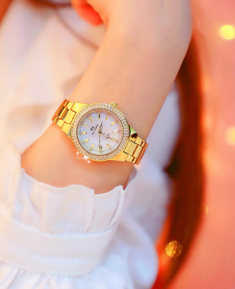 Women Wrist Watches For Ladies Dress Gold Watch Crystal Diamond Women Watches Stainless Steel Silver Clock Montre Femme