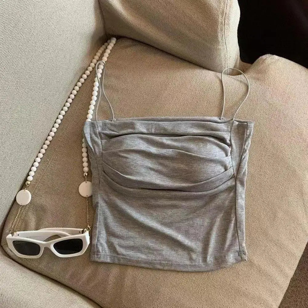Women Casual Vest Beauty Back Camisole With Thin Straps Sexy Sleeveless Tank Tops Summer Female Bra Lingerie Tees Streetwear