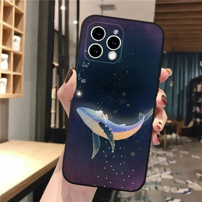 Whale Phone Case For iphone 16 15 14 Pro Max 16 15 14 13 12 Pro 15Plus iphone 11