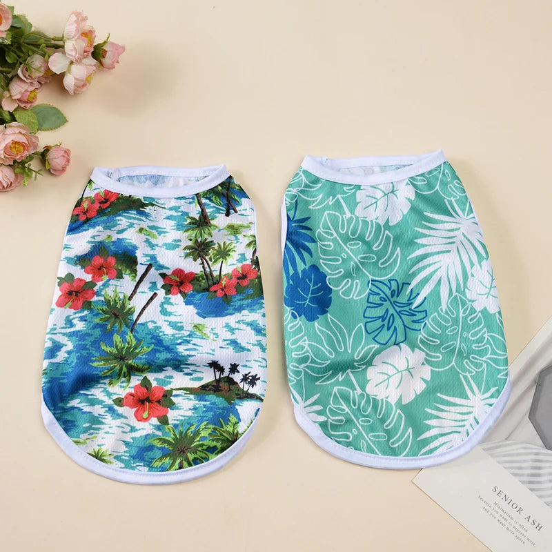 Summer Dog Vest Clothes For Small Medium Dogs Cats Breathable Hawaiian Beach Style Puppy T-shirt Chihuahua Yorkshire Pug Coat