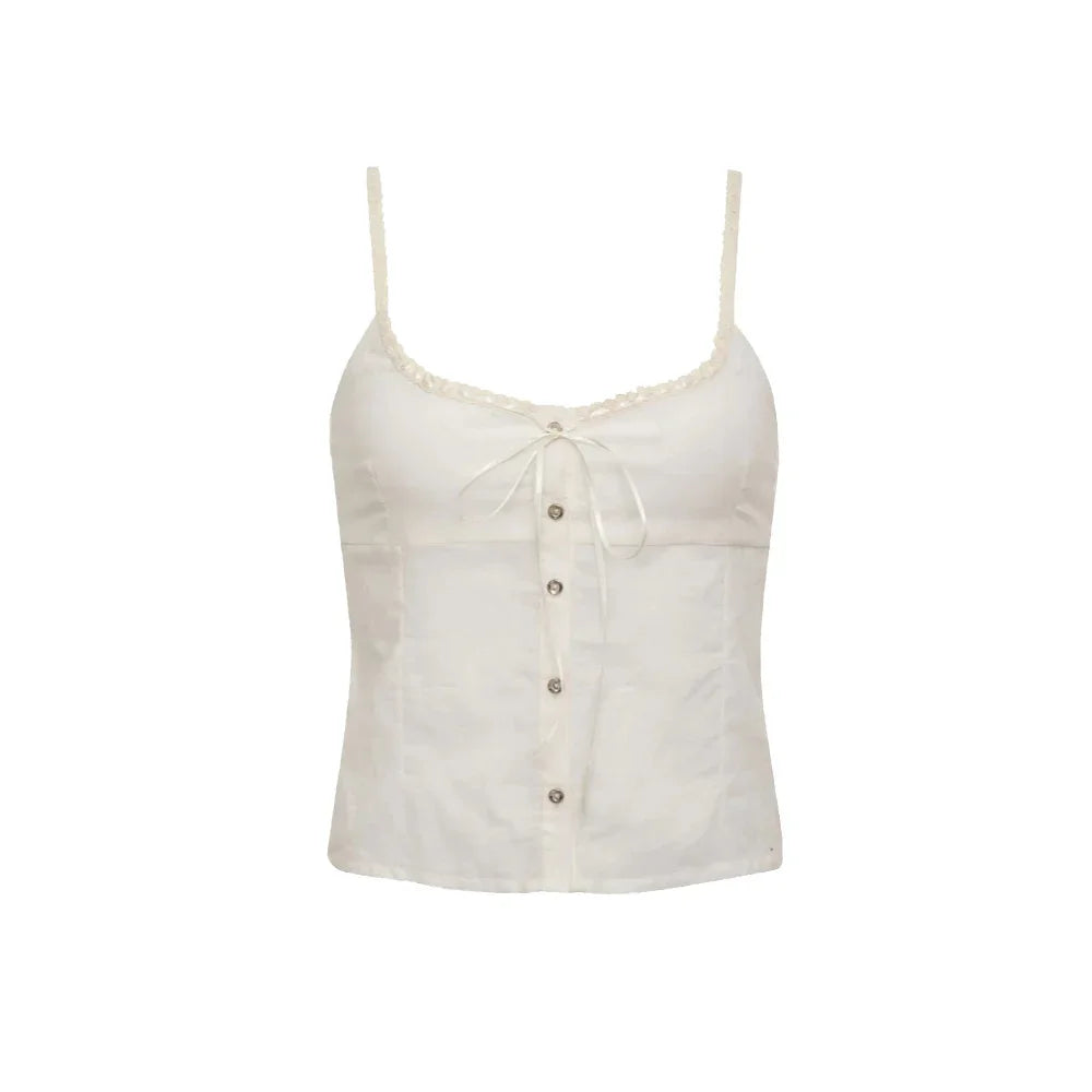 Women's Lace Up Tank Camis, Adjustable Strap, Princess Evangelina, Button Up