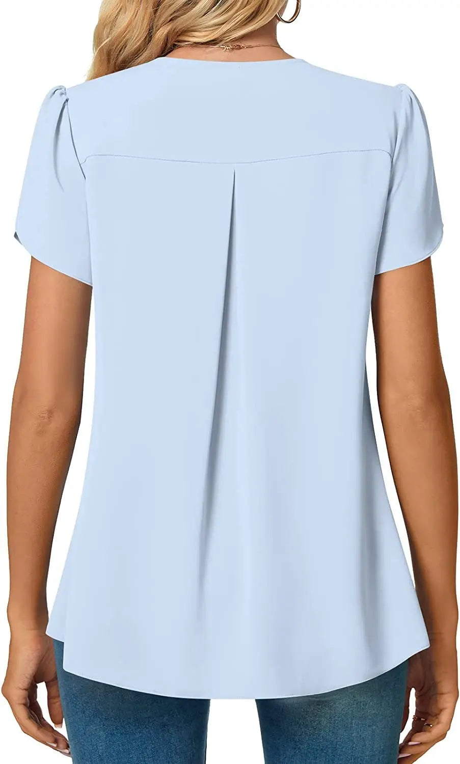 Sexy V Neck Ruffle Short Sleeve Blouse Shirts Summer Women V Neck Solid Color Loose OL Workout Blouse Tops SZE-ST23015