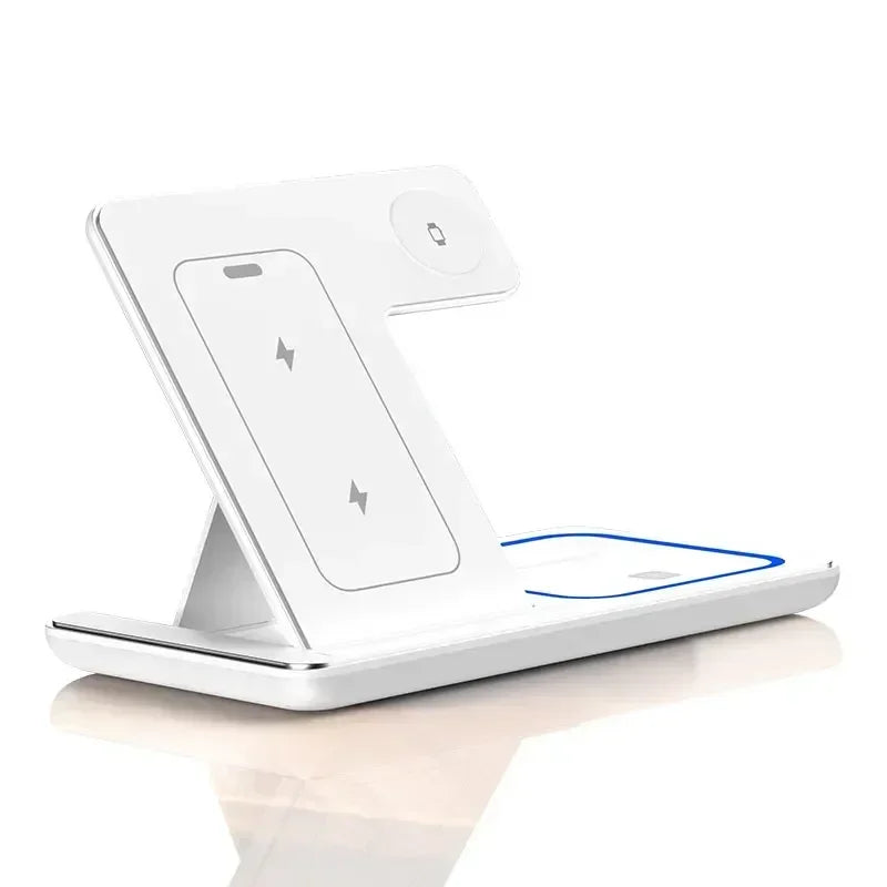 3 in 1 Wireless Charger Stand For iPhone 16 15 14 13 12 11 X iWatch 8 7 6 Airpods Pro 30W Foldable Fast Charging Dock Station