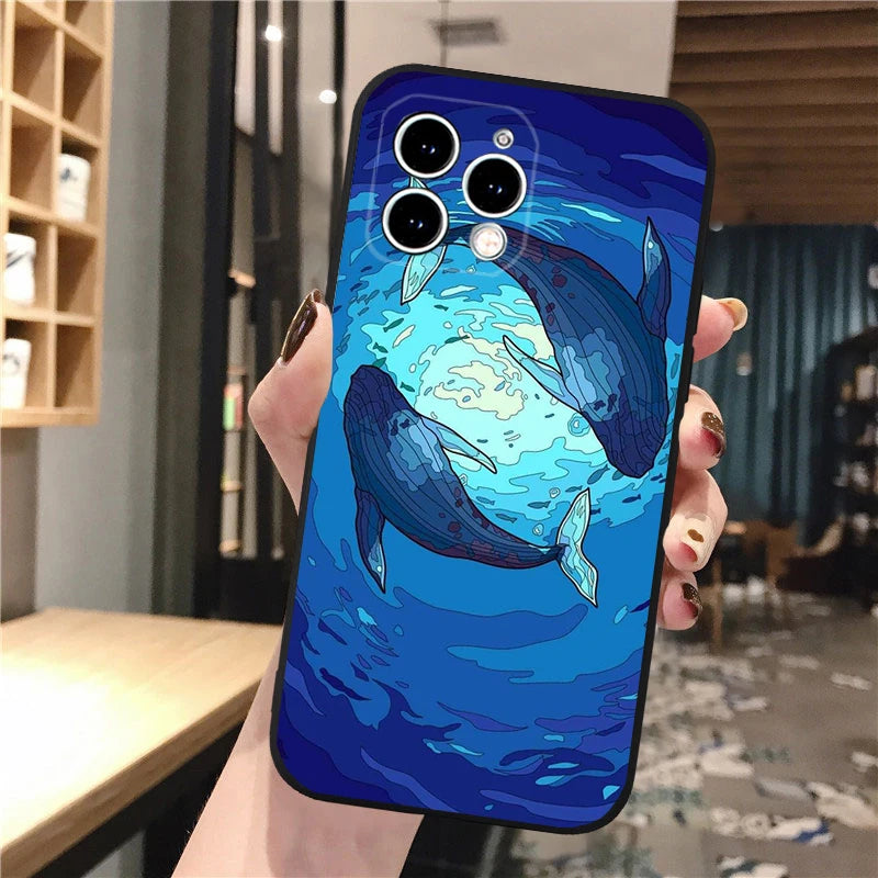 Whale Phone Case For iphone 16 15 14 Pro Max 16 15 14 13 12 Pro 15Plus iphone 11