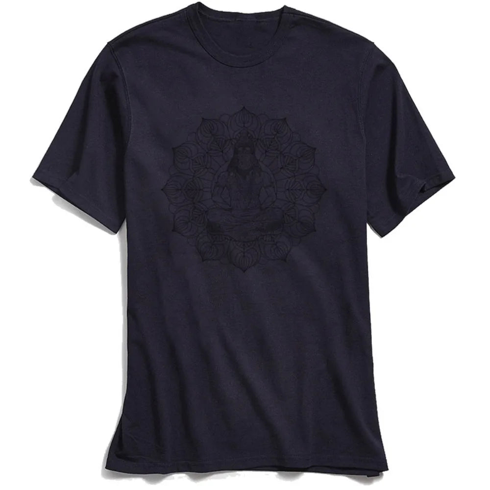 Men T Shirts Latest O-Neck SHIVA MANDALA T-shirt Mens 100% Cotton Tees Male Tops TShirt Casual Short Summer TShirts Top Quality