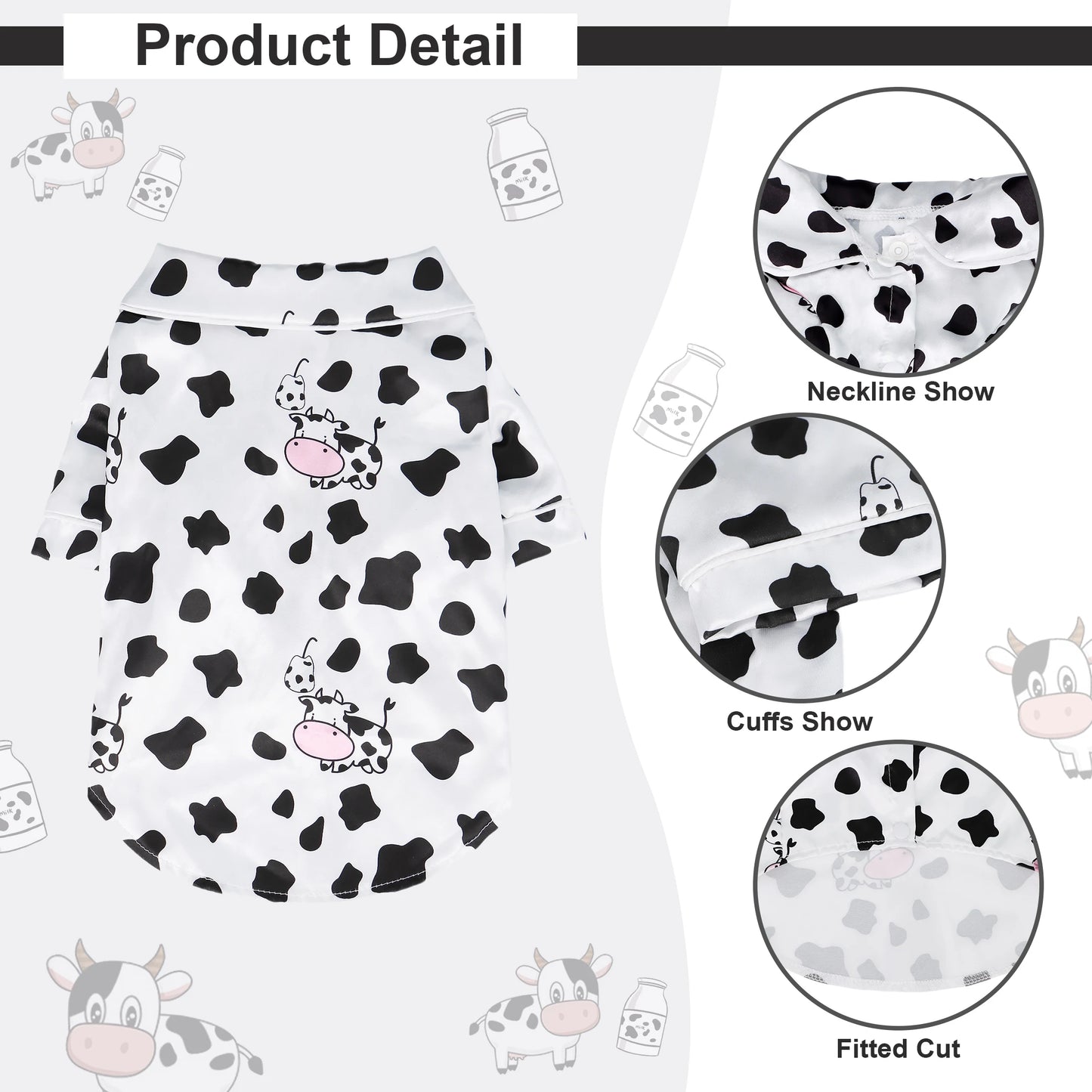 Pet Dog T Shirt Clothes - Cute Adorable Leopard & Bee & Cow Print, Lightweight Cozy Soft Homewear Outfit Pet Wear Clothes