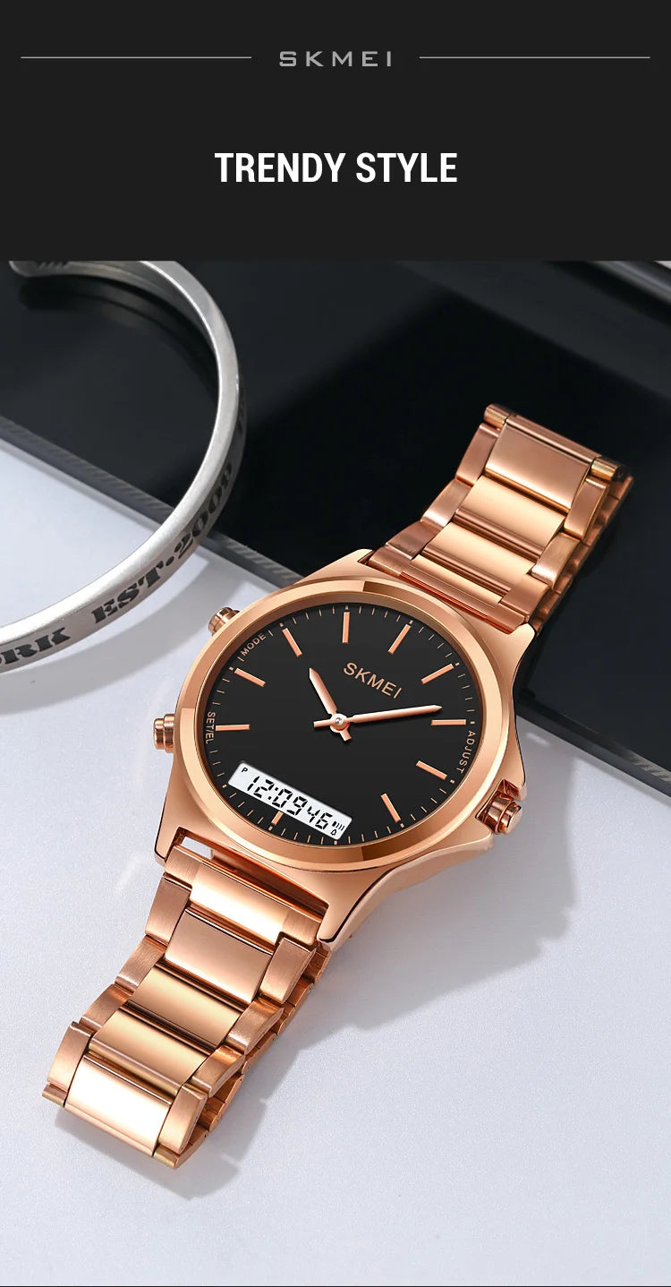 SKMEI Full Steel 3 Time Back Light Display Digital Chrono Sport Watches Mens Waterproof Alarm Wristwatches Clock reloj hombre