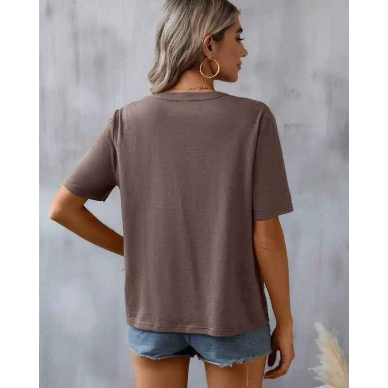 Ladies' Retro Casual Chic Embroidered Women's Shirt With Lace And Lace Stitching, V-neck Loose And Comfortable Top, Women's T