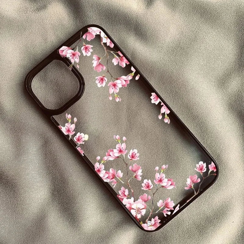 Pink Magnolia Flower Phone Case For iPhone 17 16 15 14 11 13 12 Pro Max 7or 8 SE 17Air Plum Blossom Shockproof Clear Hard Cover