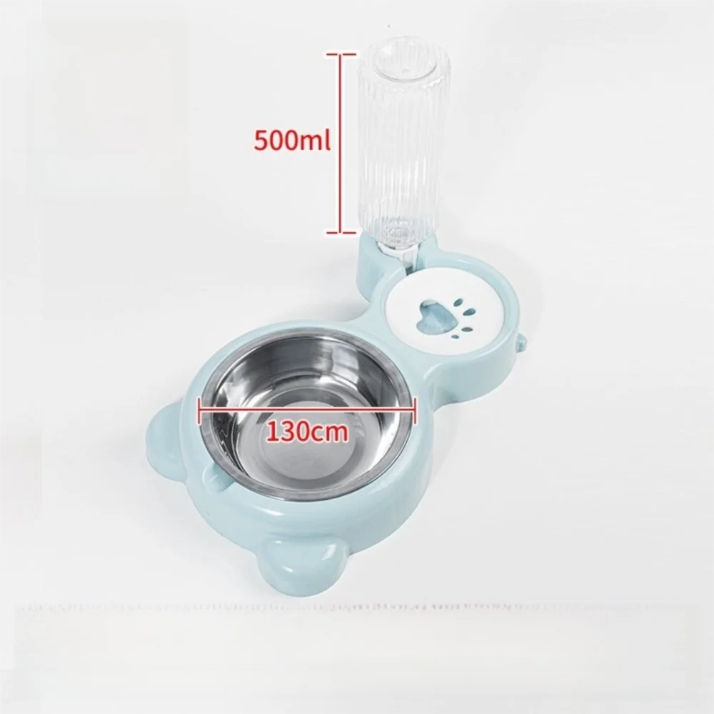 Portable 2 in 1 Pet Bowl Transparent Water Bottle Pet Feeding Automatic Feeding Bowl Pet Food Storage Dispenser Cat
