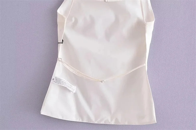 MUJER Black Backless Top Female Sleeveless White Crop Top Women Summer Sexy Tops Woman Party Women's Evening Top With Straps