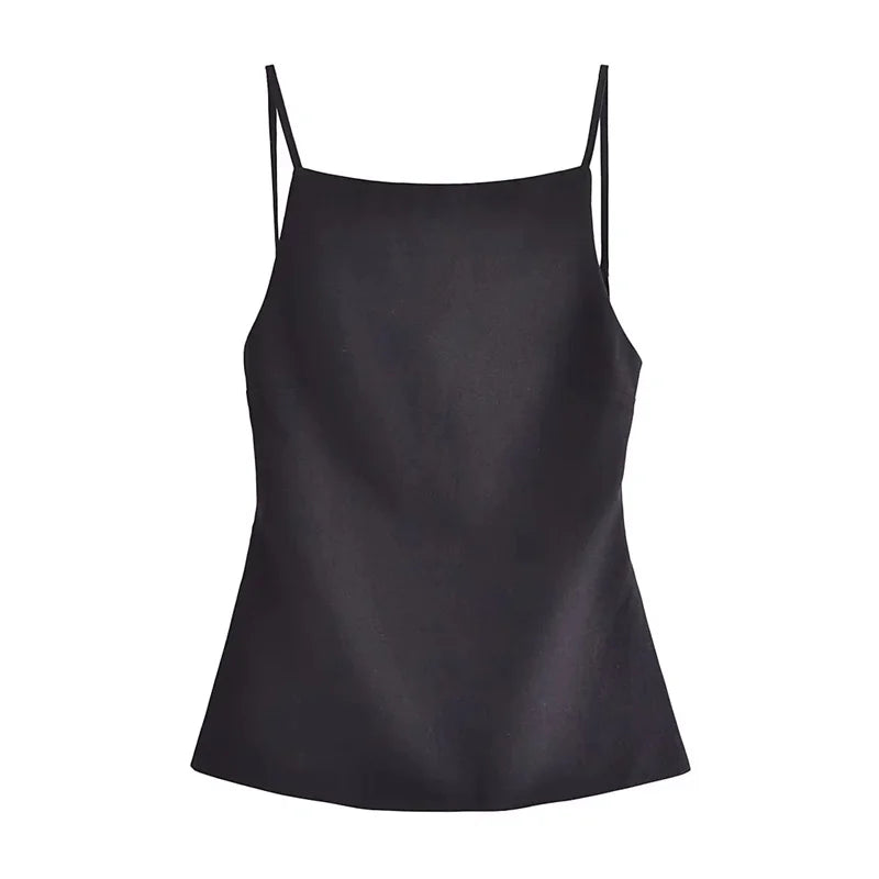 MUJER Black Backless Top Female Sleeveless White Crop Top Women Summer Sexy Tops Woman Party Women's Evening Top With Straps