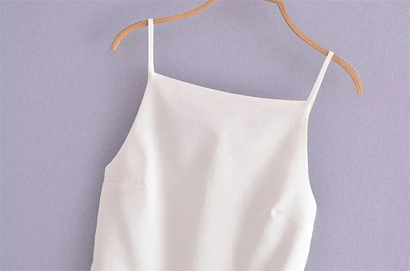 MUJER Black Backless Top Female Sleeveless White Crop Top Women Summer Sexy Tops Woman Party Women's Evening Top With Straps