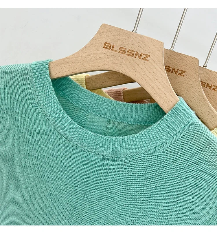 Lady Basic O-Neck Slim T-Shirt Women Solid Multi Color All-Match Trend Casual Top Screw Knit Long Sleeve Elastic Spring Office