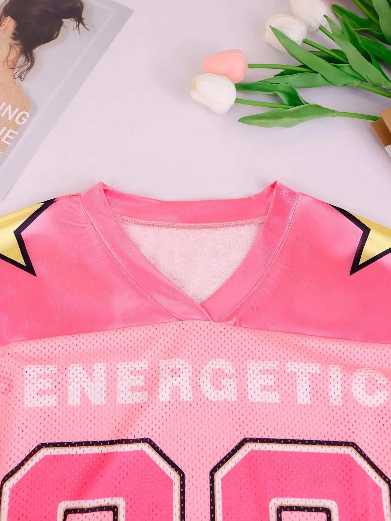 Lady Pink European and American Fashionable Loose Casual Street Printed Sportswear Tops Summer Girl Style Short Sleeved T-shirt
