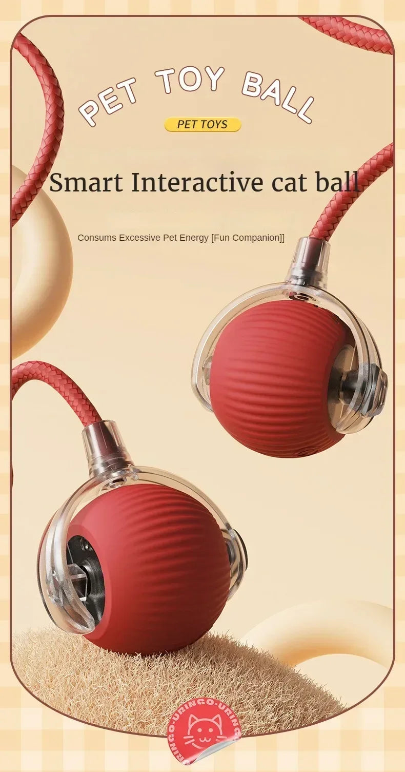 Cat Interactive Ball Toy Automatic Rolling Ball Faux Tail Rechargeable Pet Electric Toy Dog Cat Training Imitate Mouse Products