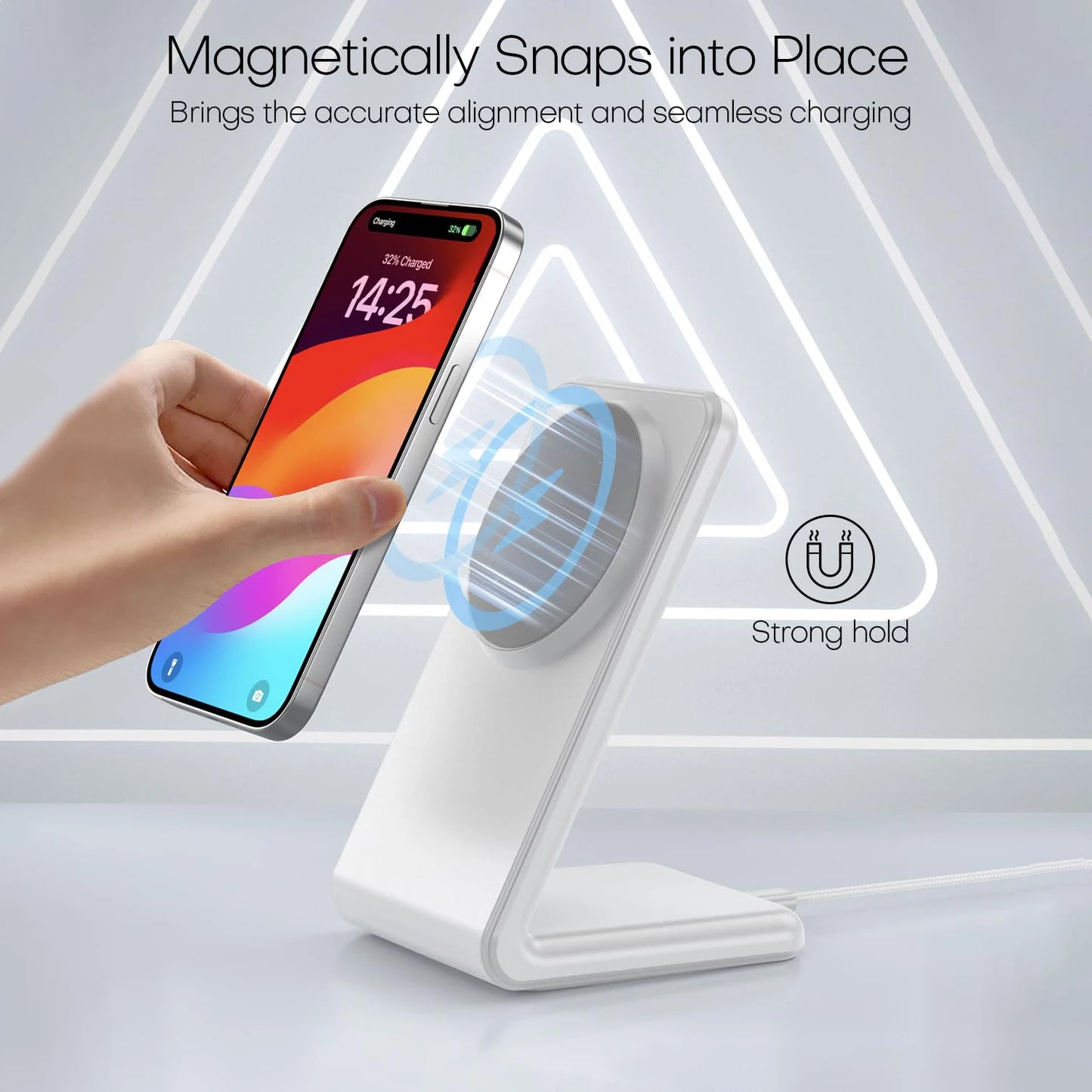 Wireless Charger for MagSafe,Minimalism Magnetic Dock Stand 15W Fast Charging for iPhone 16 15 14 13 12 Pro Max Mini Plus