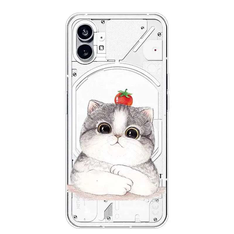 For Nothing Phone 1 2 Case Silicone Soft Cute Transparent Coque for Nothing Phone (2) TWO One Protective Funda Clear TPU Covers