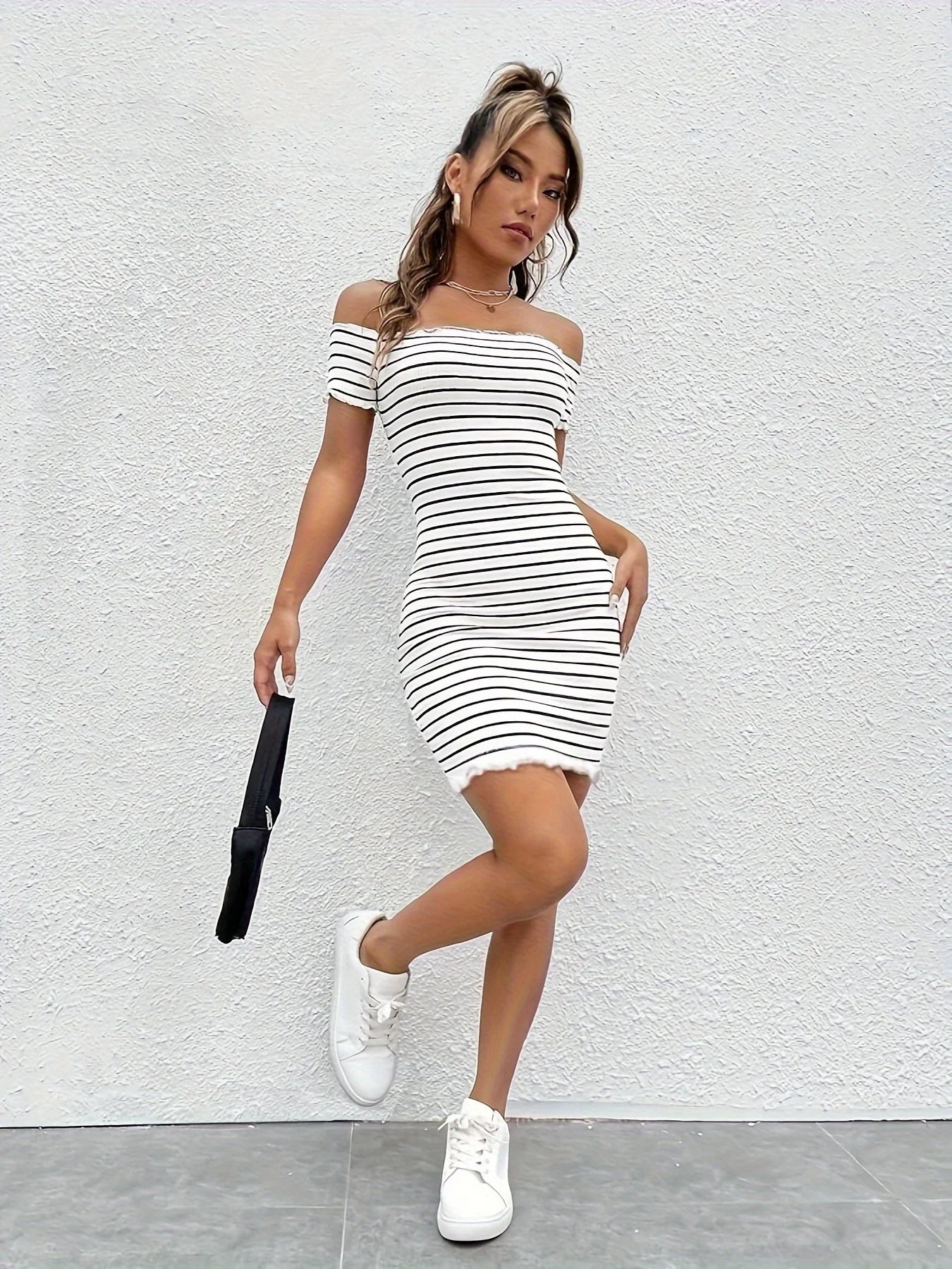 New stripe classic dress elegant temperament