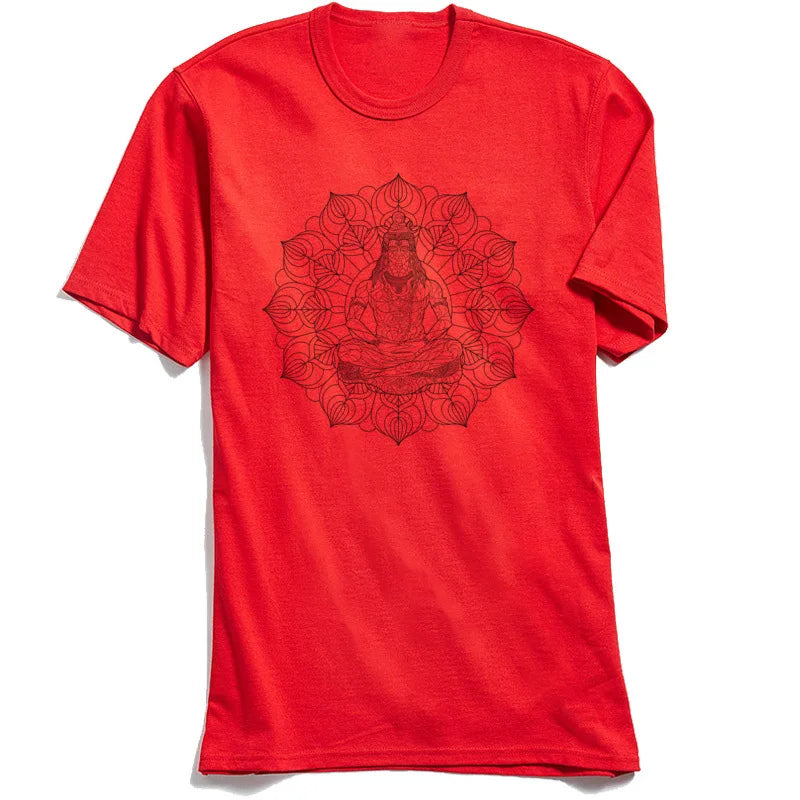 Men T Shirts Latest O-Neck SHIVA MANDALA T-shirt Mens 100% Cotton Tees Male Tops TShirt Casual Short Summer TShirts Top Quality