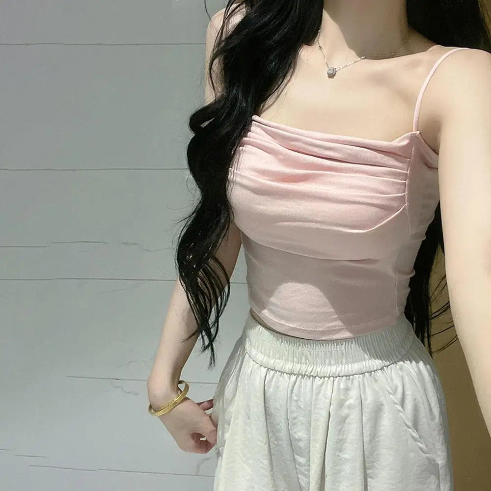 Women Casual Vest Beauty Back Camisole With Thin Straps Sexy Sleeveless Tank Tops Summer Female Bra Lingerie Tees Streetwear