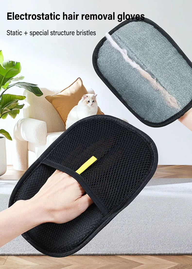 Pet Hair Removal Tool Hair Remover Reusable Static Removal Gloves Double-Sided Grooming Gloves for Pets Removes Pet Fur Hair