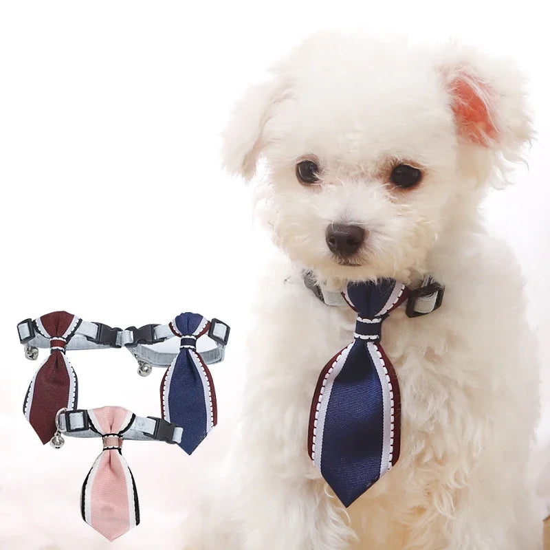 Pet Tie Adjustable Cat Dog Collars Small Medium Large Dogs With Bells Bow Tie Collar Dog Accessories Soft Oxford Puppy Collar
