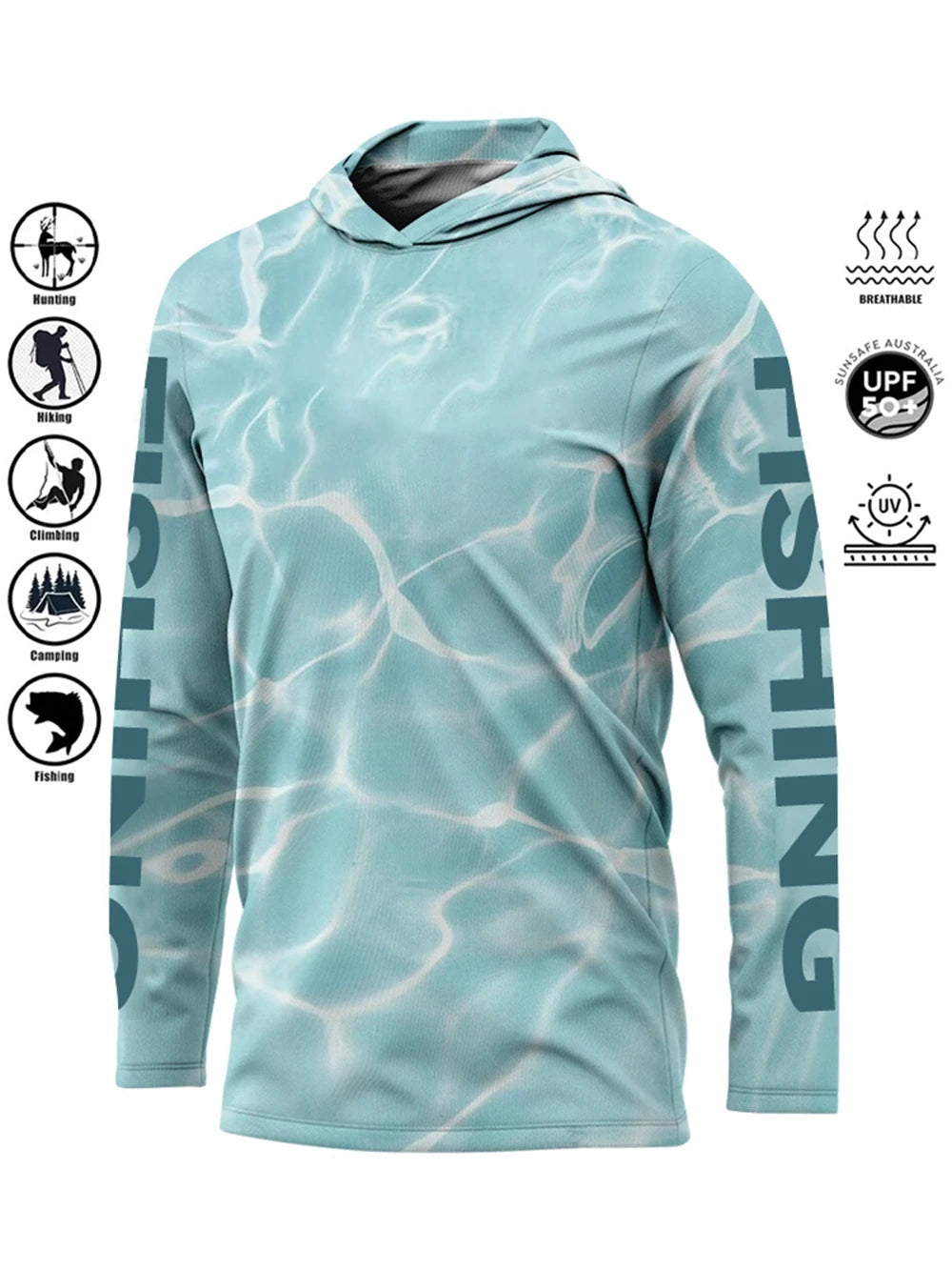 Fishing Shirt Hooded Outdoor Uv Protection Large Size Man Camouflage Printing Moisture Wicking Jersey Fishing Apparel Tops