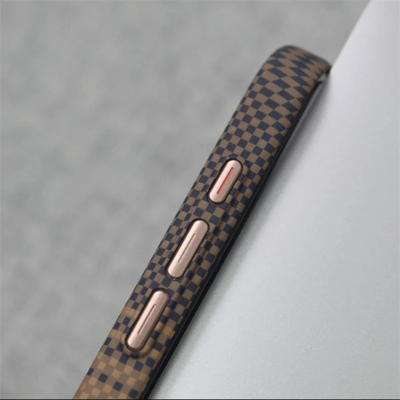 Luxury Carbon Fiber Relief Magsafe Phone Case For iPhone 13 14 15 16 Pro Max Metal Lens Matte Wireless Charging Shockproof Cover