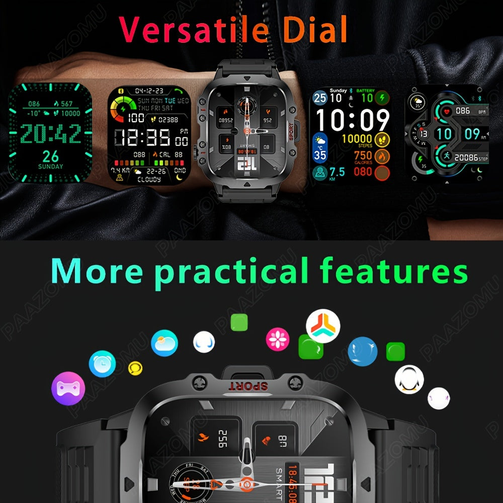 New Rugged Smart Watch Men Wireless Call IP68 Sport Fitness AI Voice Outdoor Smartwatch For Mobile Phones