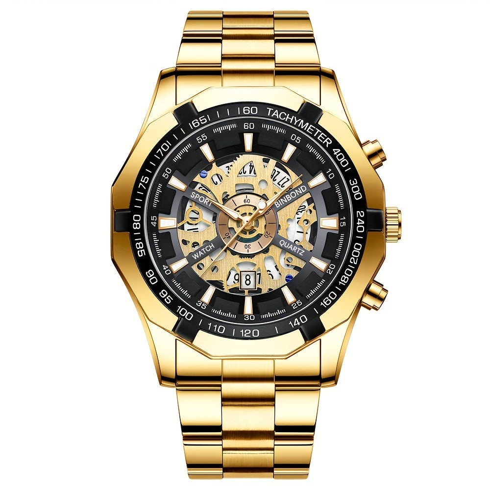 Binbond Men's Hollow Quartz Watch - Stylish, Back to School Essential for Students