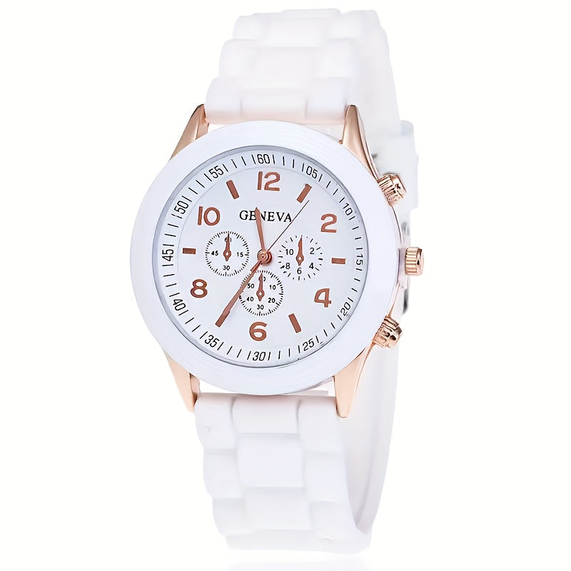 Fashion-Forward Round Pointer Quartz Watch - Accurate Triple Dial, Water-Resistant, Durable Silicone Strap - Perfect Sports Wristwatch for Active Men & Women - An Ideal Gift Choice