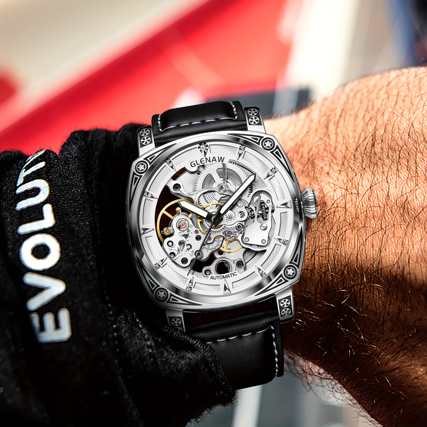 Elegant Vintage-Style Men's Automatic Watch with Hollow-Out Rhinestone Dial, Stainless Steel 30M Waterproof – Ideal Gift Choice