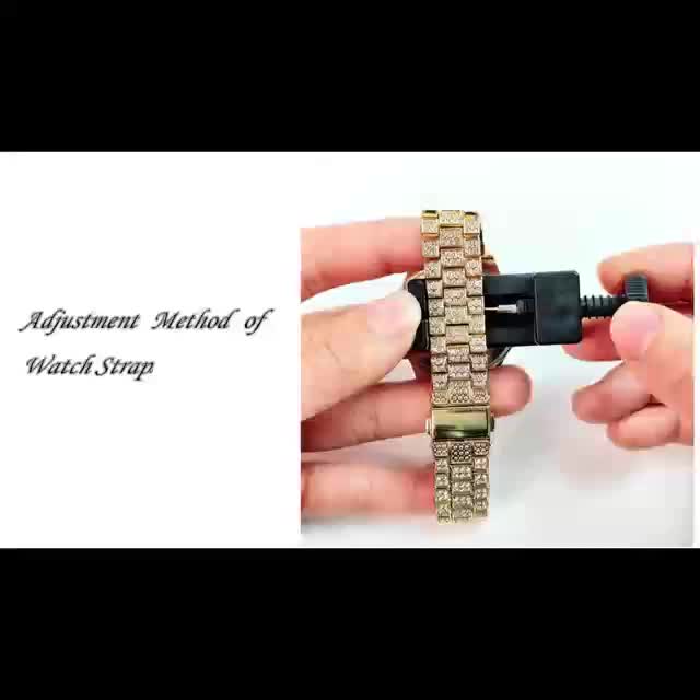 Men's Hip-Hop Inspired Rhinestone Watch with Cuban Bracelet - Street Style Alloy Band, Quartz Movement, Street Street Style