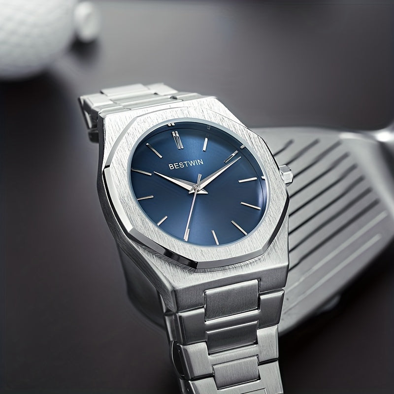 Fashion Men's Watch Alloy Steel Band Quartz Clock Simple Line Dial Business Party Men's Wrist Watch, Ideal choice for Gifts