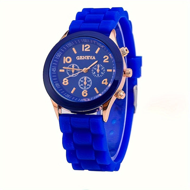 Fashion-Forward Round Pointer Quartz Watch - Accurate Triple Dial, Water-Resistant, Durable Silicone Strap - Perfect Sports Wristwatch for Active Men & Women - An Ideal Gift Choice