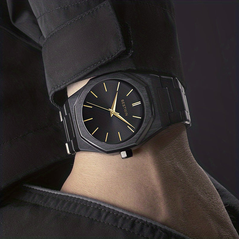 Fashion Men's Watch Alloy Steel Band Quartz Clock Simple Line Dial Business Party Men's Wrist Watch, Ideal choice for Gifts