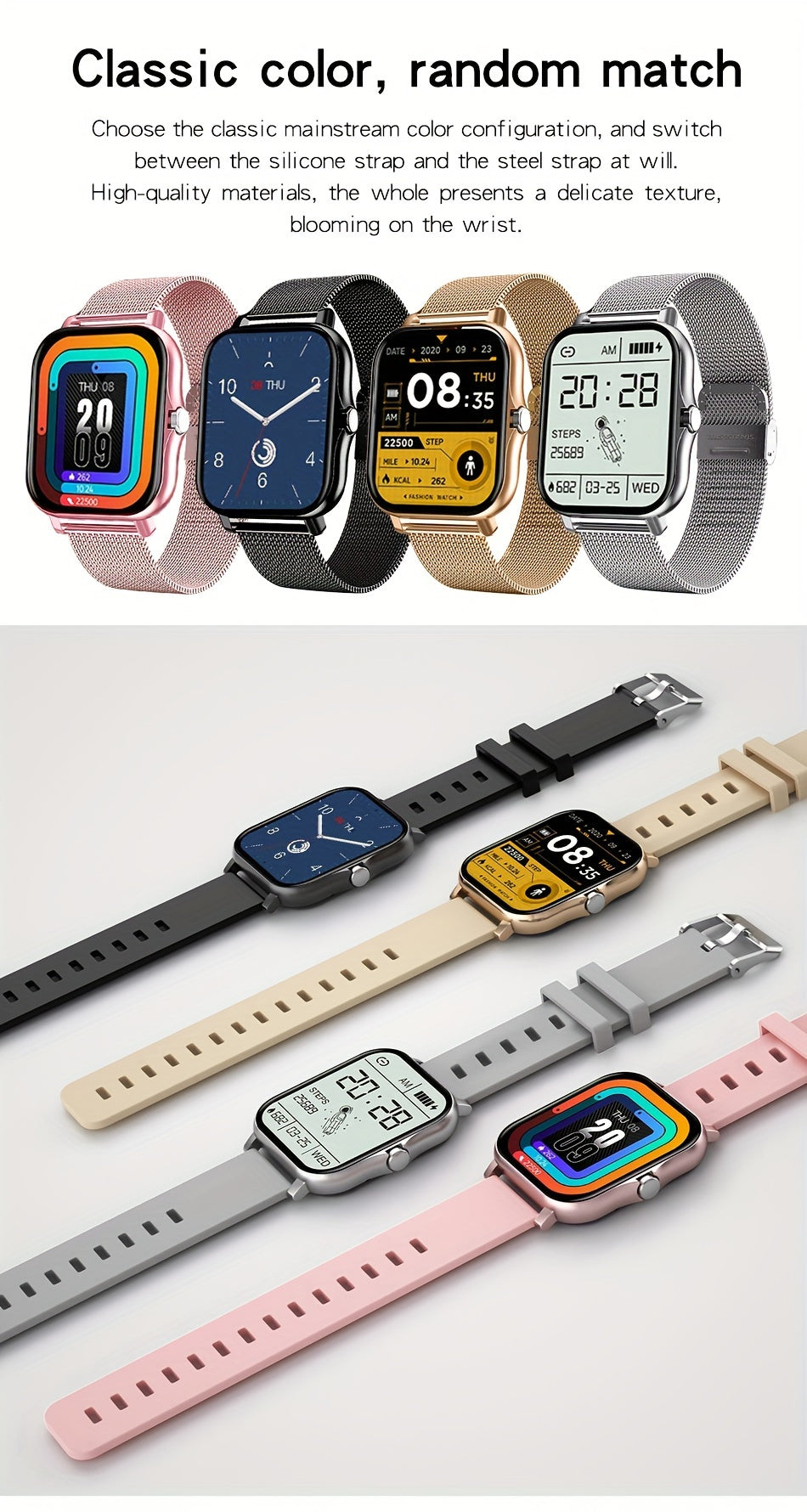1.83" Borderless Smart Watch - Wireless Calling/Receiving, Multiple Sports Modes, Sedentary Reminder, Weather Forecast, Message Notification, Slim Design for Android & iPhones, Perfect Gift for Men & Women