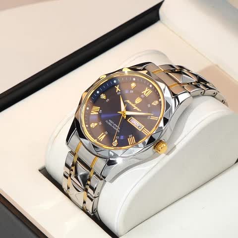 POEDAGAR Men's Stainless Steel Quartz Wristwatch, Luminous Calendar Men's Watch, Ideal Choice For Gifts