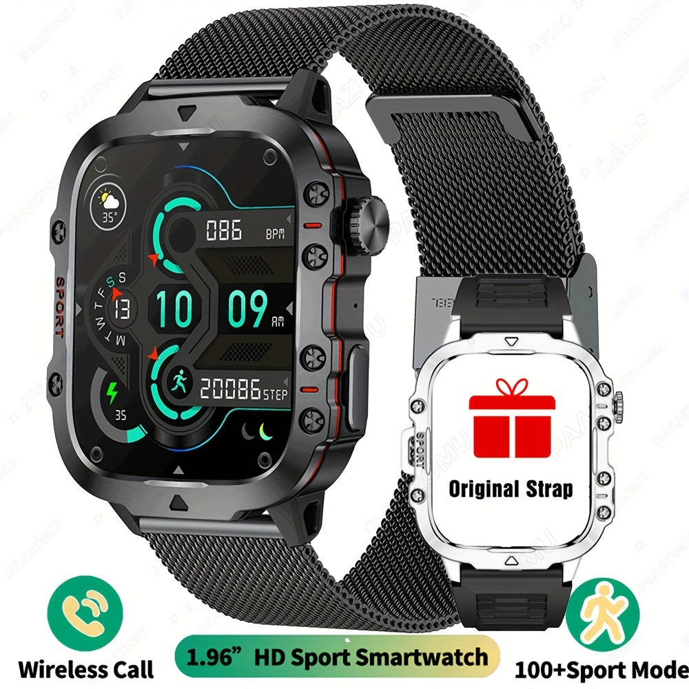New Rugged Smart Watch Men Wireless Call IP68 Sport Fitness AI Voice Outdoor Smartwatch For Mobile Phones