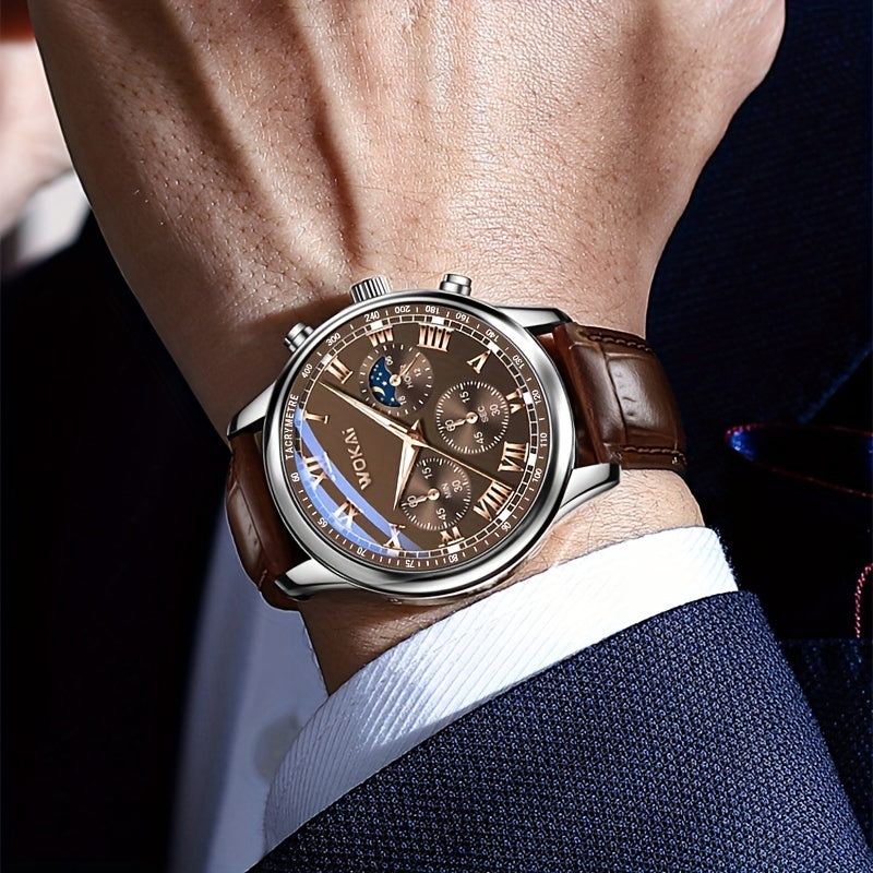 Men's Business Wrist Watch Quartz Casual Belt Men's Watch Brown Watch