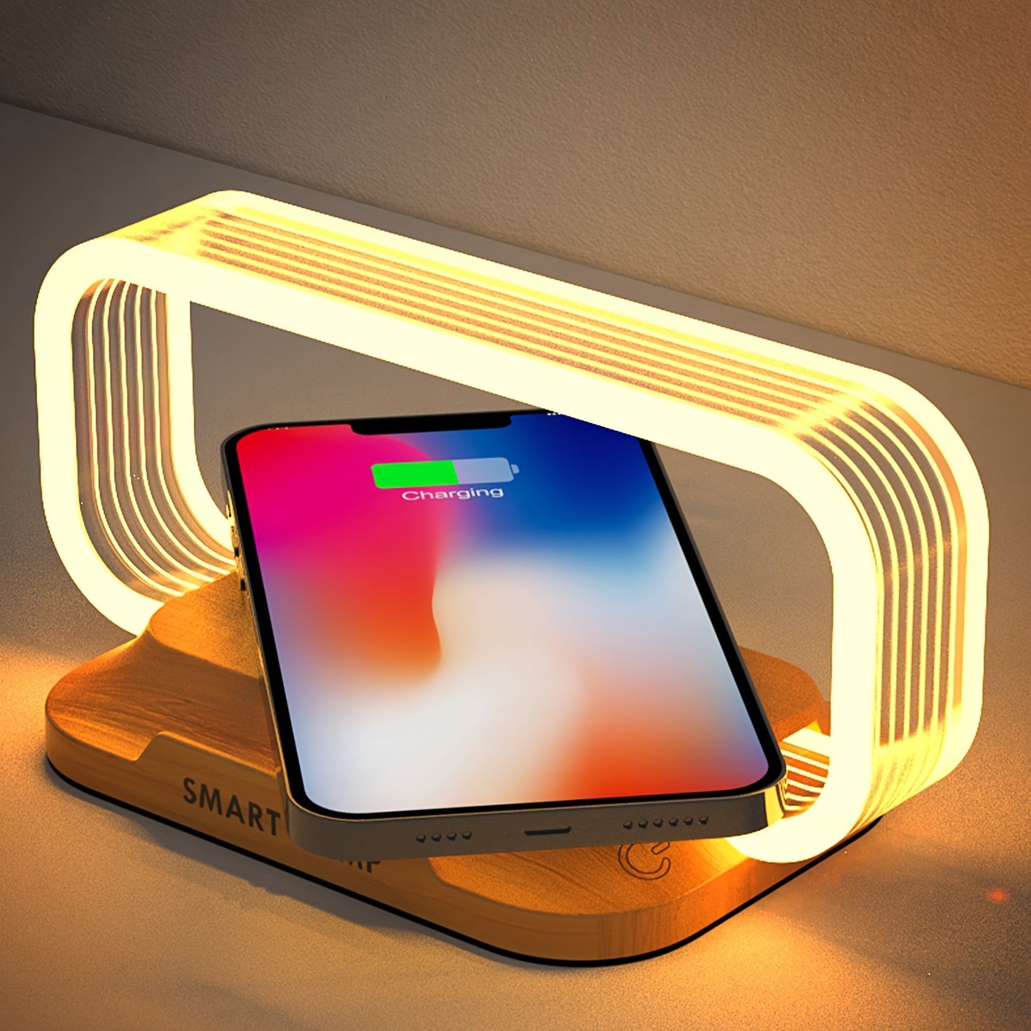10W Multifunctional Wireless Charging Station Watch LED Desk Lamp Night Light USB Port For Iphone Samsung Mobile Phone FastCharging Station