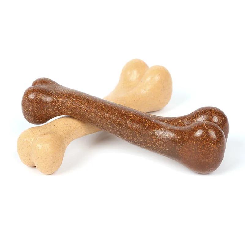 12/15cm Realistic Bone Dog Chew Toy with Wooden Chew Beads & PP Material - Durable, Anti-Bite Design, Interactive Teething Toy for Small Dogs, Pet Reward for Dental Health, Dental Health Tool, Natural Look, Safe Material, Sma