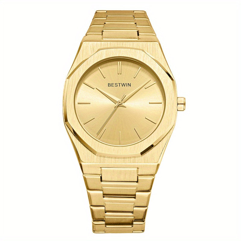 Fashion Men's Watch Alloy Steel Band Quartz Clock Simple Line Dial Business Party Men's Wrist Watch, Ideal choice for Gifts