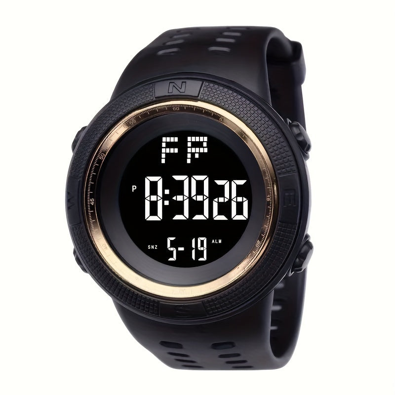 Sleek, Men's Sporty Digital Watch with Large Dial - Luminous, Alarm Feature, Silicone Band, Non-Waterproof