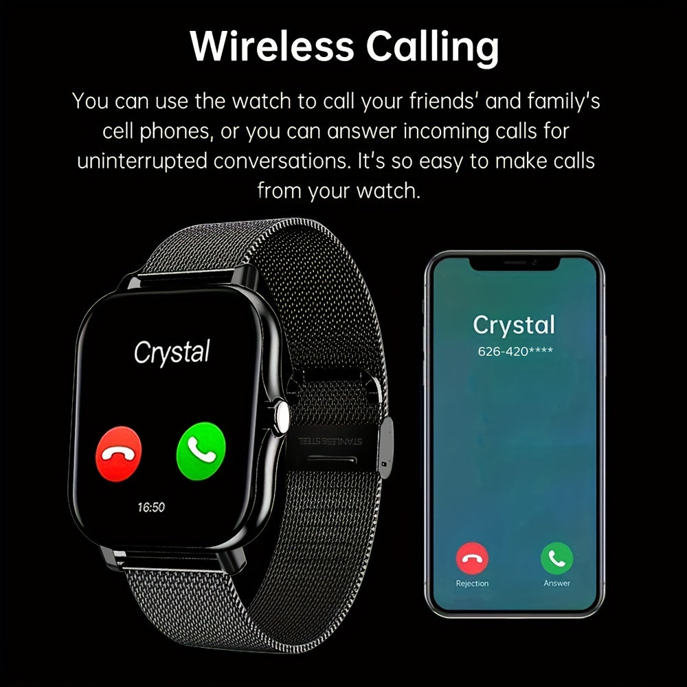 New Smart Watch with a 1.83-Inch Display, Wireless Calling And Receiving, Multiple Sports Modes, Sedentary Reminders, Weather Forecasts, Message Notifications, Borderless Design, Suitable for Android And Iphone, for Both Men