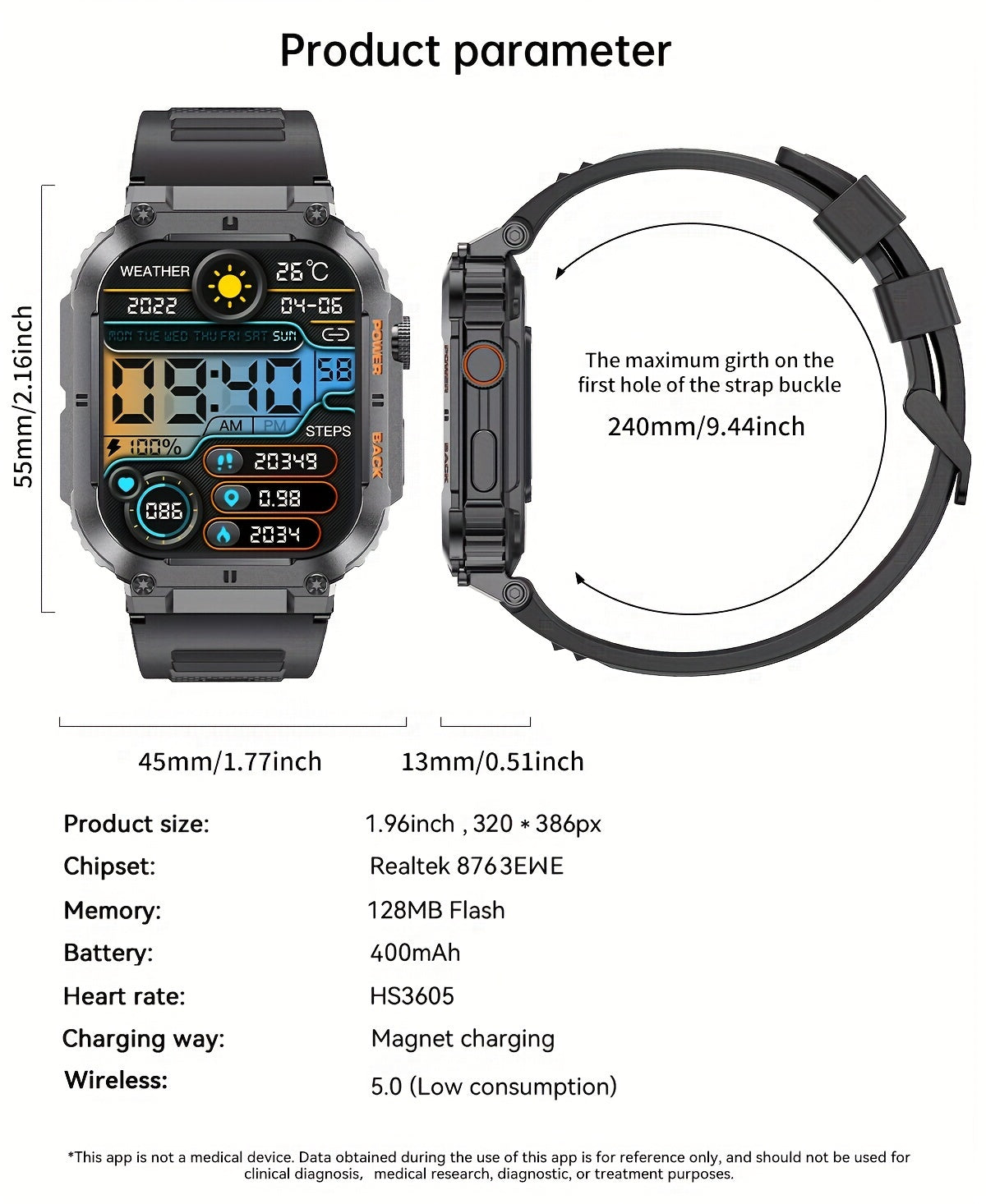 Smart Watch for Men: Wireless Calls, Music, Fitness Tracking, Sleep Monitoring, Multi-Sport Modes for King's Day