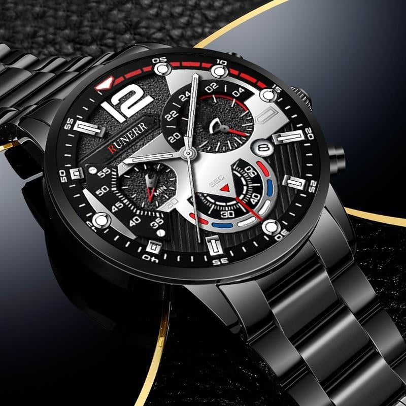 Stylish Mens Stainless Steel Watch - Daily Calendar, Timeless Classic Design - Perfect Gift for Fashion-Conscious Gentlemen